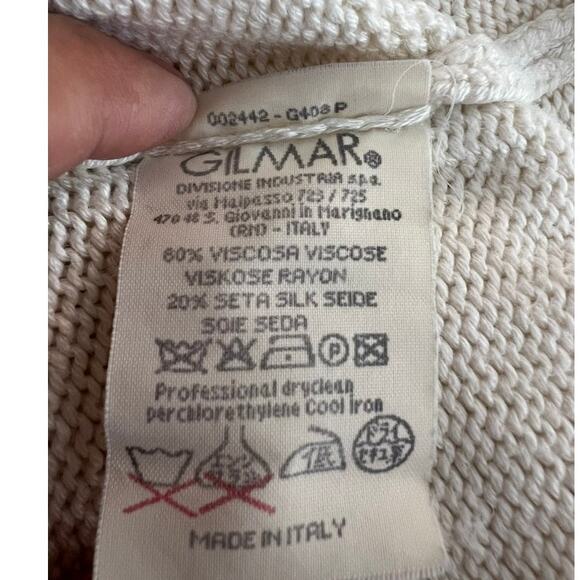 Iceberg Ivory Long Sleeve Zipper Up Silk Blend Sweater Top Made In Italy Size XS - Picture 10 of 11